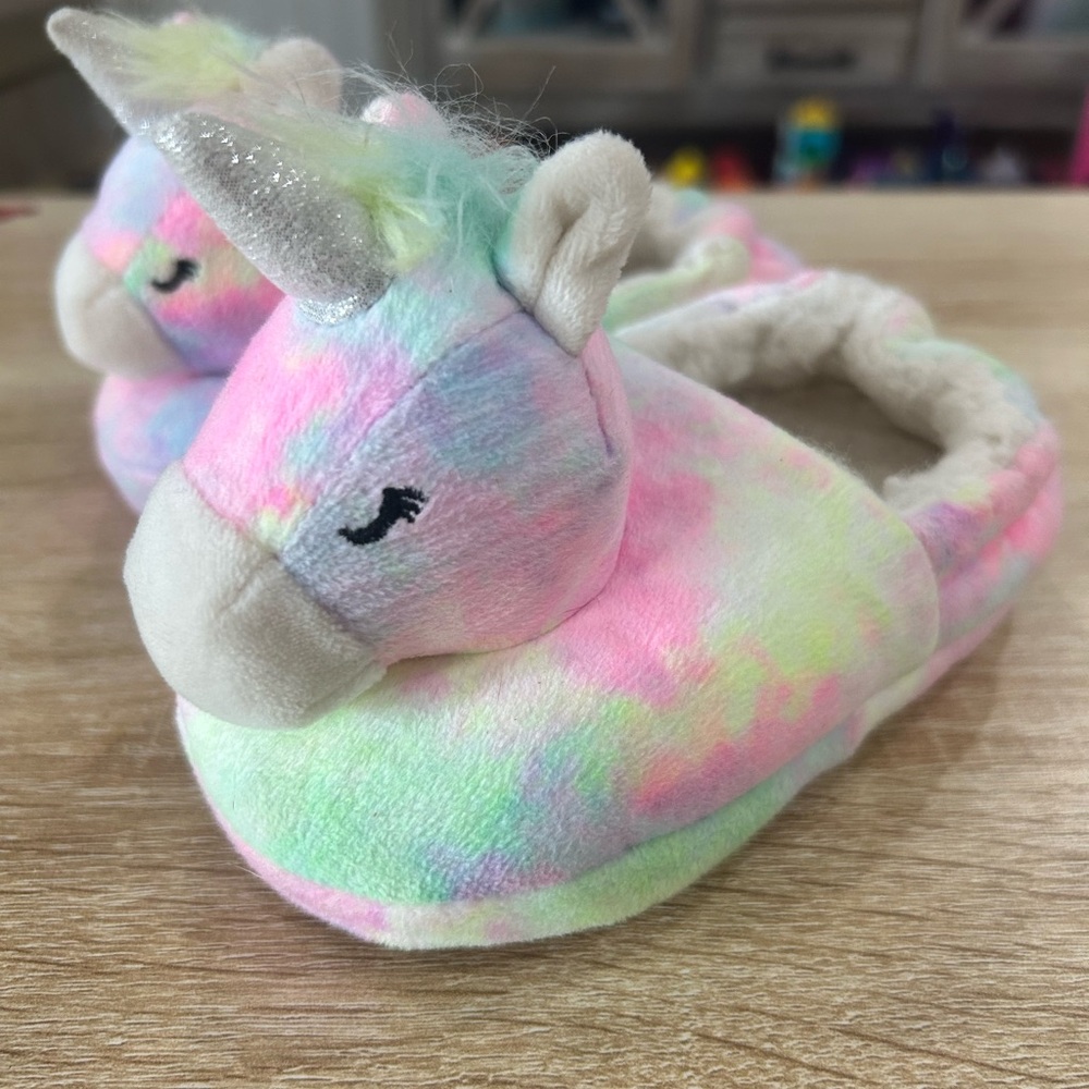 Cat & Jack Unicorn Kids Slippers - Pink, Green, Cream